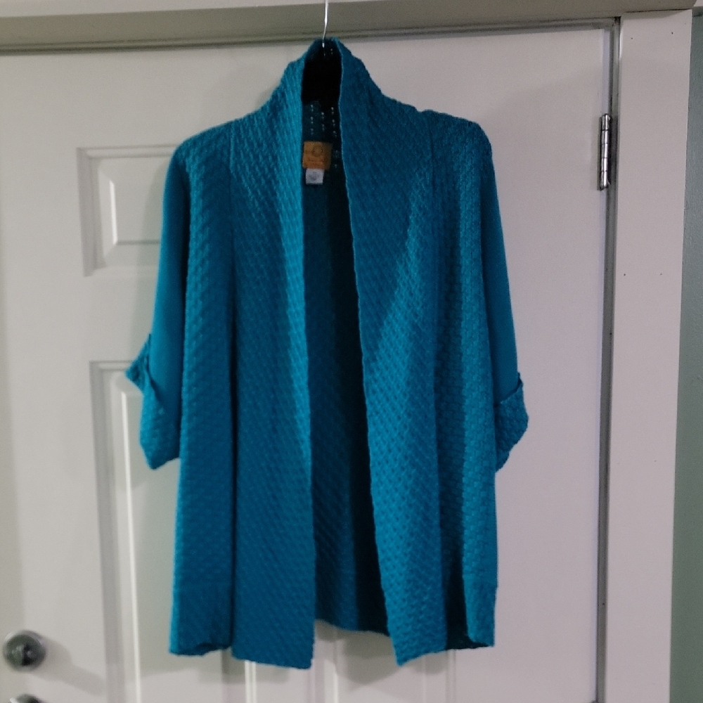 Ruby Rd. Turquoise Textured Cardigan